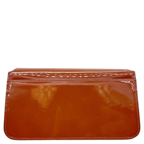 YVES SAINT LAURENT Monogram Patent Leather Phone Holder Crossbody Bag Terracotta