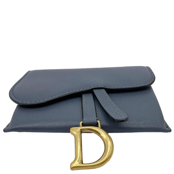 CHRISTIAN DIOR Saddle Pouch With Chain Leather Crossbody Bag Blue