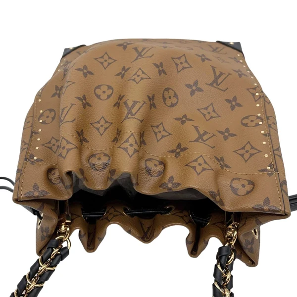 LOUIS VUITTON Noe Trunk PM Reverse Monogram Canvas Bucket Bag Brown