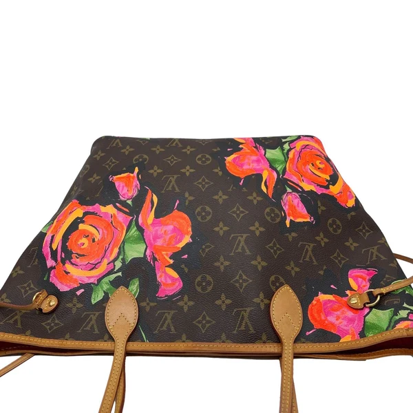 LOUIS VUITTON Neverfull MM Roses Monogram Canvas Shoulder Bag Brown