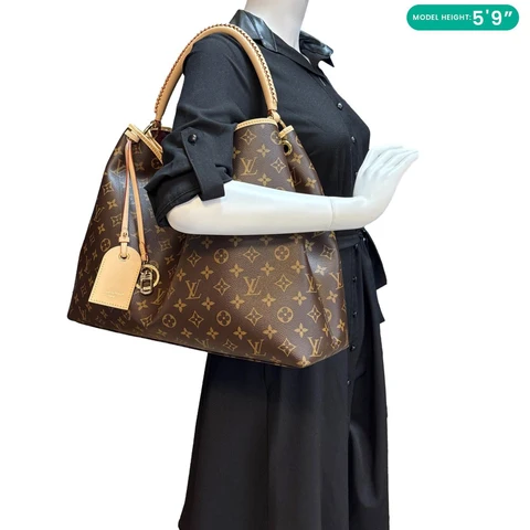 LOUIS VUITTON Again Monogram Canvas Tote Bag Brown