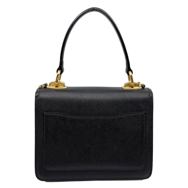 PRADA Symbole Flap Saffiano Leather Shoulder Bag Black