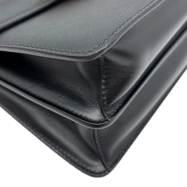 PRADA Symbole Flap Saffiano Leather Shoulder Bag Black