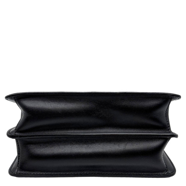 PRADA Symbole Flap Saffiano Leather Shoulder Bag Black