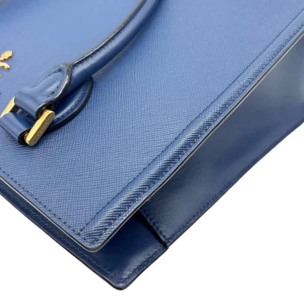 PRADA Lux Saffiano Calfskin Leather Tote Shoulder Bag Blue