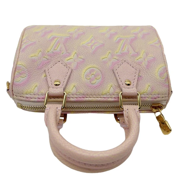 LOUIS VUITTON Nano Speedy Summer Stardust Monogram Embossed Leather Shoulder Bag Pink