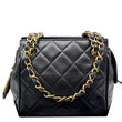 CHANEL Vintage Mini Quilted Quilted Lambskin Leather Tote Bag Black