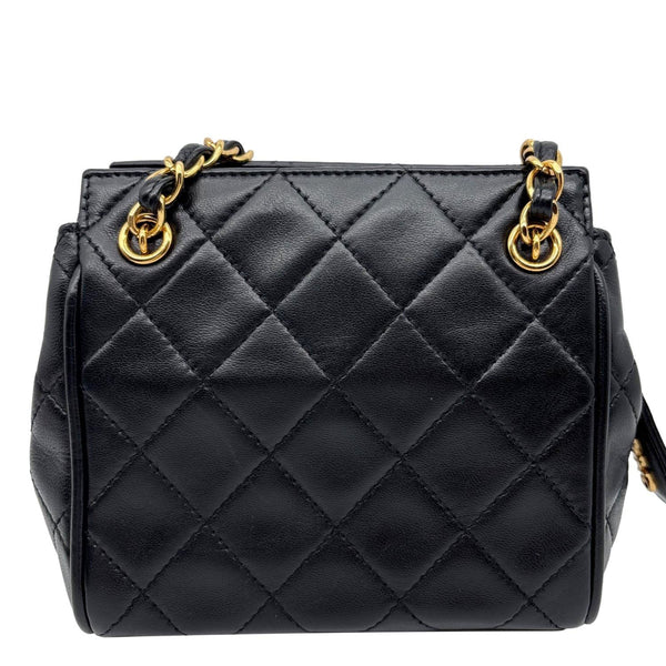 CHANEL Vintage Mini Quilted Quilted Lambskin Leather Tote Bag Black