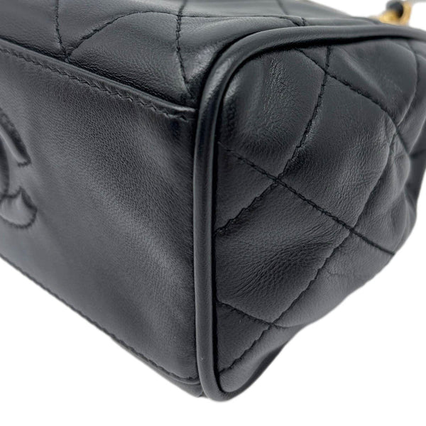CHANEL Vintage Mini Quilted Quilted Lambskin Leather Tote Bag Black