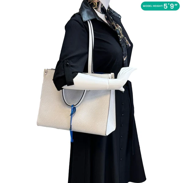 LOUIS VUITTON Onthego MM Epi Leather Tote Shoulder Bag Off White