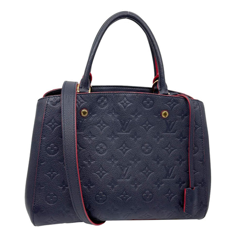 LOUIS VUITTON Montaigne MM Monogram Empreinte Shoulder Bag Navy Blue