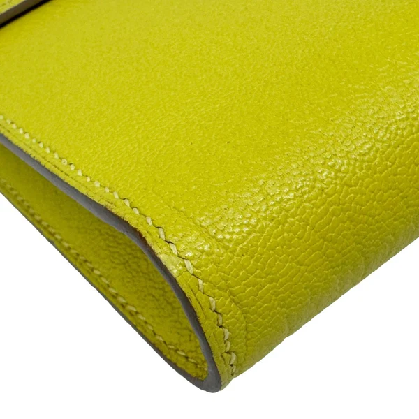 HERMES Clic 16 Epsom Leather Wallet On Strap Yellow