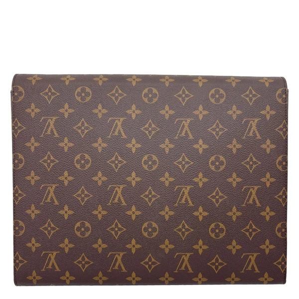 LOUIS VUITTON Mark Folder Monogram Canvas Clutch Brown