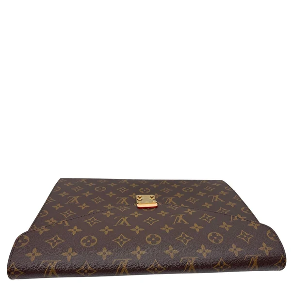LOUIS VUITTON Mark Folder Monogram Canvas Clutch Brown