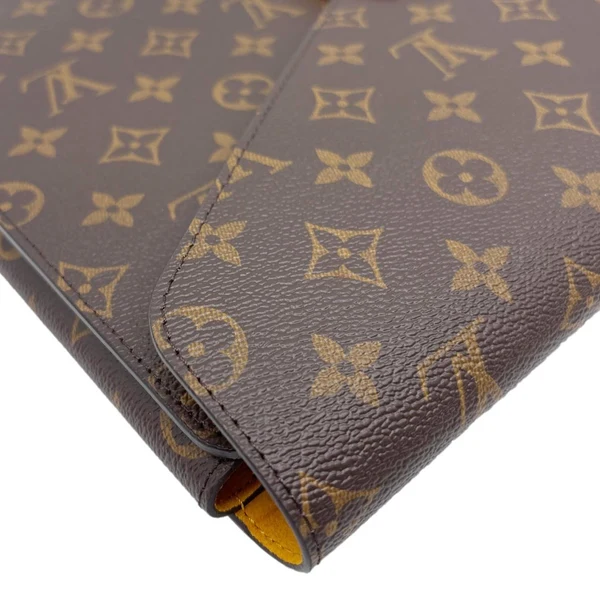LOUIS VUITTON Mark Folder Monogram Canvas Clutch Brown