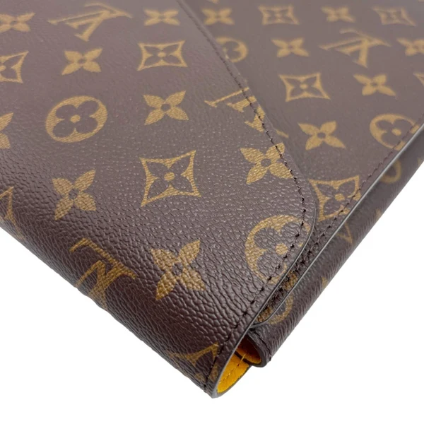 LOUIS VUITTON Mark Folder Monogram Canvas Clutch Brown