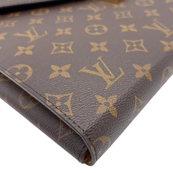 LOUIS VUITTON Mark Folder Monogram Canvas Clutch Brown
