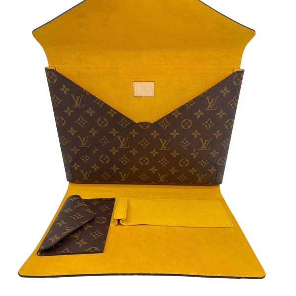 LOUIS VUITTON Mark Folder Monogram Canvas Clutch Brown