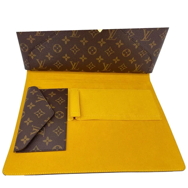 LOUIS VUITTON Mark Folder Monogram Canvas Clutch Brown