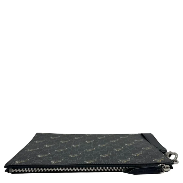 GUCCI Tiger Print GG Supreme Canvas Clutch Bag Black 575136