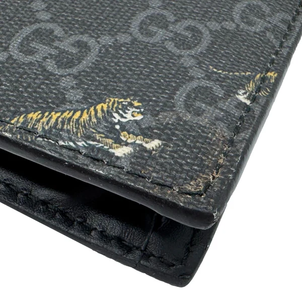 GUCCI Tiger Print GG Supreme Canvas Clutch Bag Black 575136