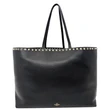 VALENTINO Garavani Rockstud Leather Shopper Tote Bag Black