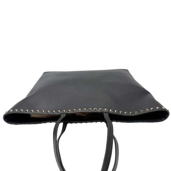 VALENTINO Garavani Rockstud Leather Shopper Tote Bag Black