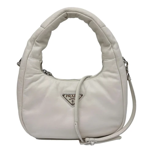 PRADA Mini Padded Soft Nappa Leather Shoulder Bag White