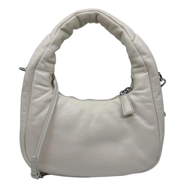 PRADA Mini Padded Soft Nappa Leather Shoulder Bag White