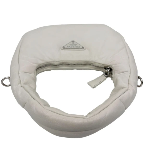 PRADA Mini Padded Soft Nappa Leather Shoulder Bag White