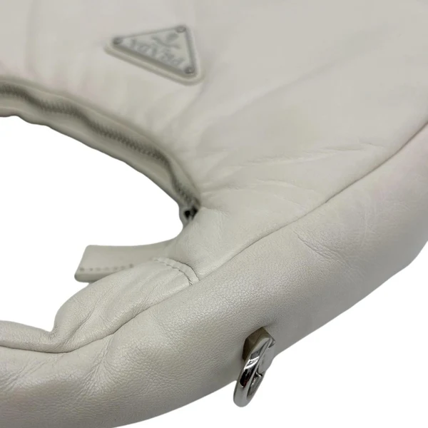 PRADA Mini Padded Soft Nappa Leather Shoulder Bag White