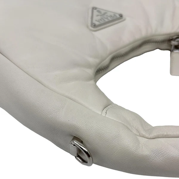 PRADA Mini Padded Soft Nappa Leather Shoulder Bag White