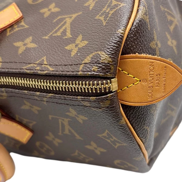 LOUIS VUITTON Speedy 35 Monogram Canvas Satchel Bag Brown