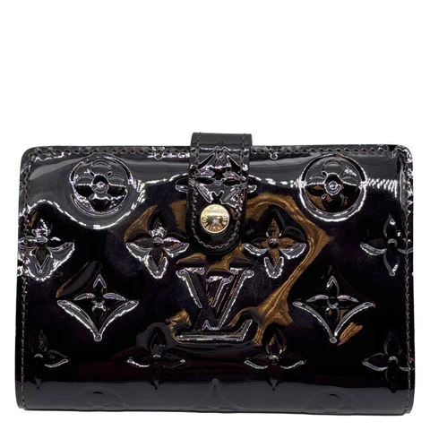 LOUIS VUITTON French Purse Monogram Vernis Leather Wallet Dark Brown