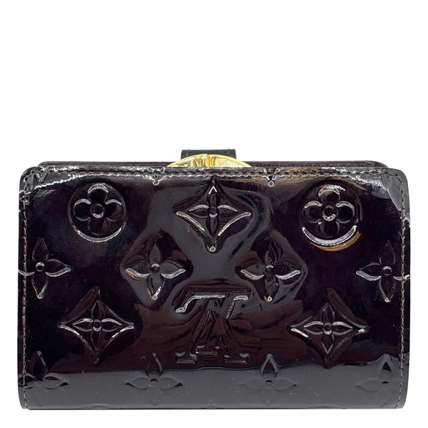 LOUIS VUITTON French Purse Monogram Vernis Leather Wallet Dark Brown