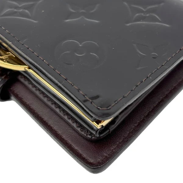 LOUIS VUITTON French Purse Monogram Vernis Leather Wallet Dark Brown