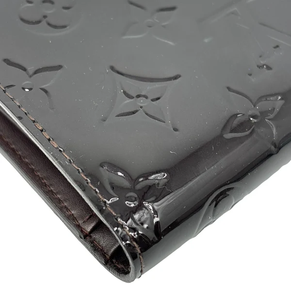 LOUIS VUITTON French Purse Monogram Vernis Leather Wallet Dark Brown