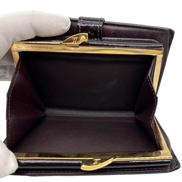 LOUIS VUITTON French Purse Monogram Vernis Leather Wallet Dark Brown
