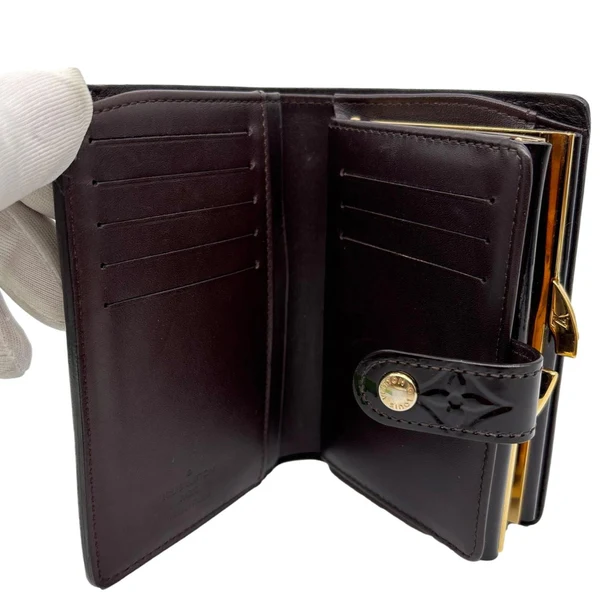 LOUIS VUITTON French Purse Monogram Vernis Leather Wallet Dark Brown