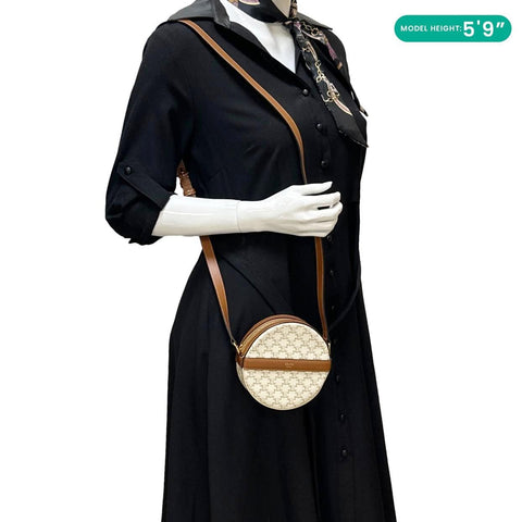 CELINE Triomphe Canvas Round Purse On Strap Crossbody Bag White