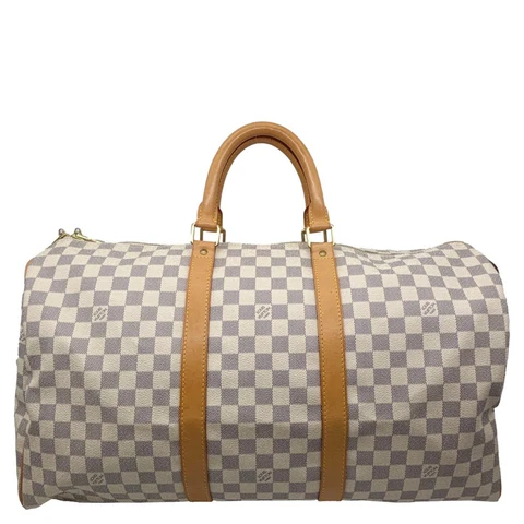 LOUIS VUITTON Keepall 50 Damier Azur Travel Bag White