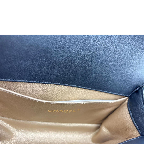 CHANEL Boy Flap Small Crocodile Embossed Leather Shoulder Bag Gold