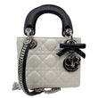 CHRISTIAN DIOR Mini Lady Dior Cannage Lambskin Leather Chain Crossbody Bag White