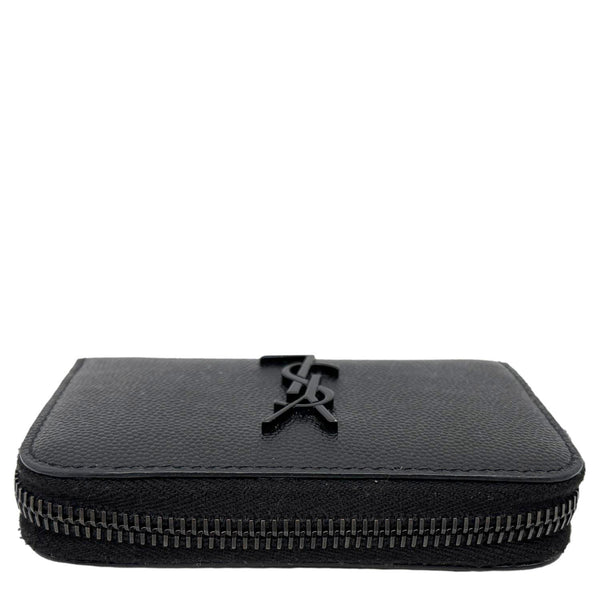 YVES SAINT LAURENT Monogram Logo Grained Leather Zip Coin Purse Black