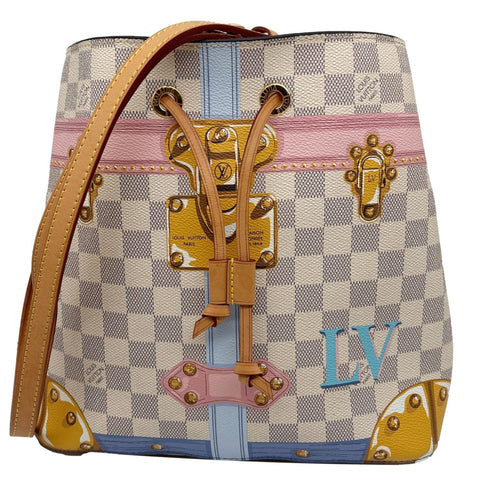 LOUIS VUITTON Neonoe Summer Trunks Damier Azur Crossbody Bag White