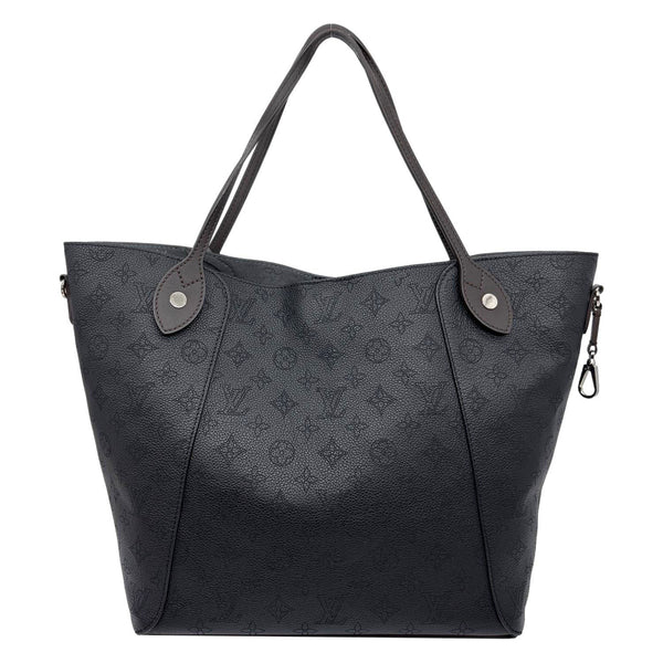 LOUIS VUITTON Hina MM Mahina Leather Tote Shoulder Bag Black