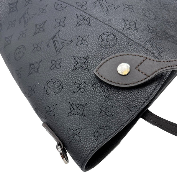 LOUIS VUITTON Hina MM Mahina Leather Tote Shoulder Bag Black