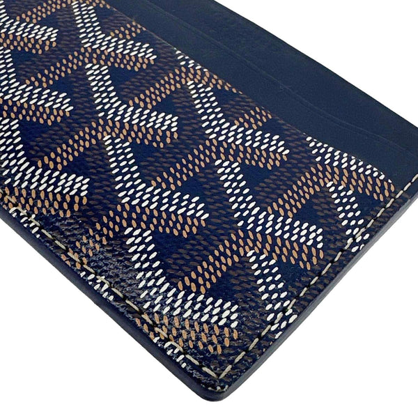 GOYARD Saint Sulpice Chevron Coated Canvas Card Holder Navy Blue