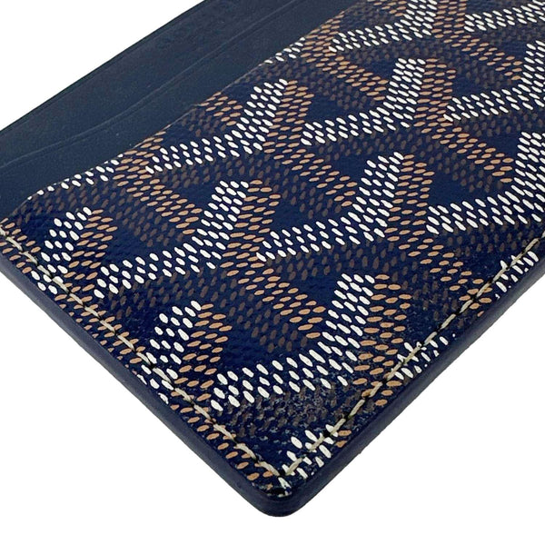 GOYARD Saint Sulpice Chevron Coated Canvas Card Holder Navy Blue