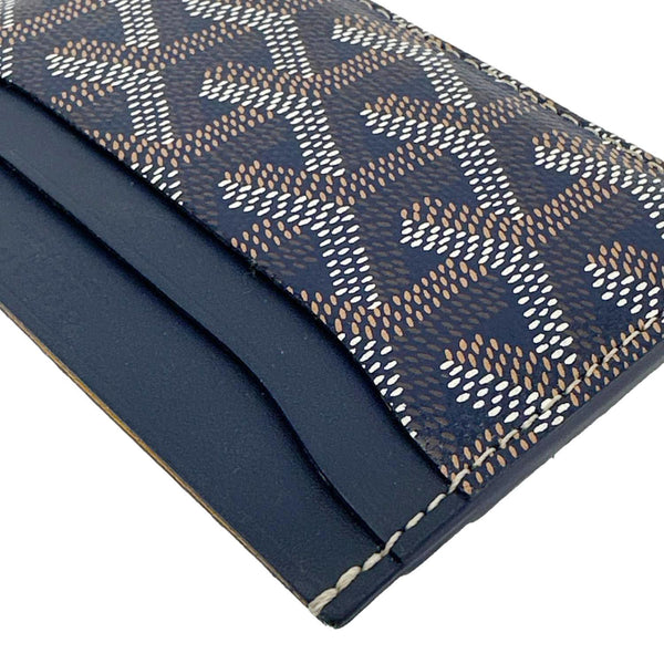 GOYARD Saint Sulpice Chevron Coated Canvas Card Holder Navy Blue